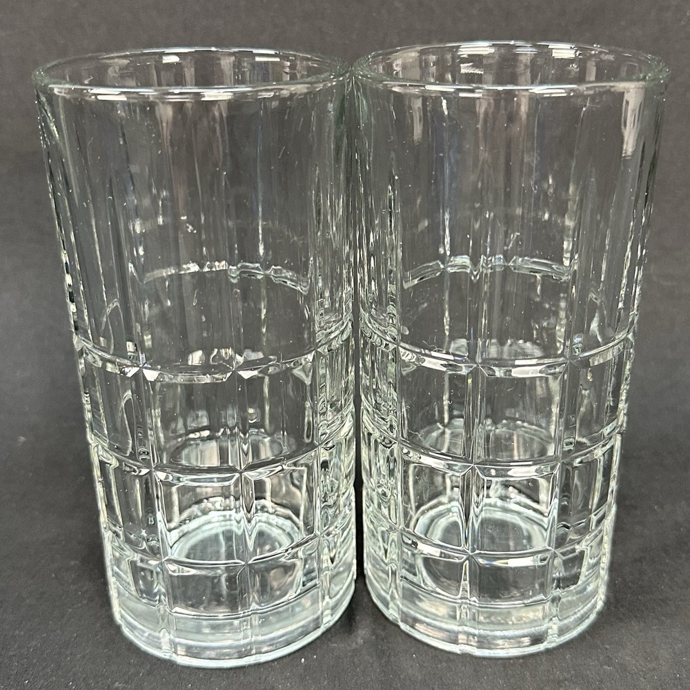 Anchor Hocking 'Tartan (Manchester) Clear' 6 1/8" Flat Iced Tea Glass,‎ Set of 2